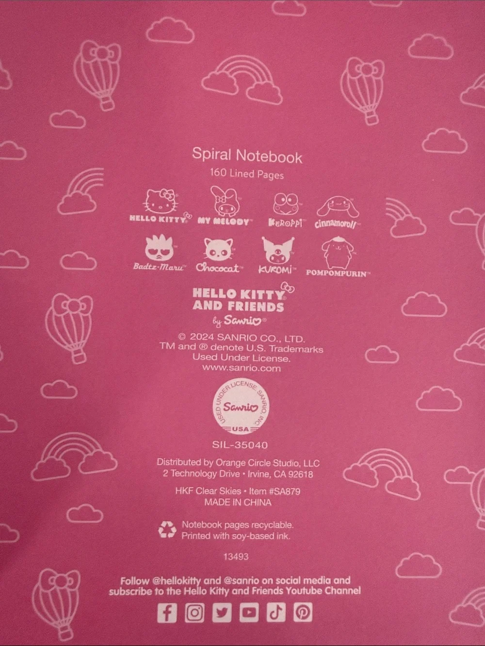 Sanrio Hello Kitty & Friends “let’s go!” Balloon theme spiral notebook